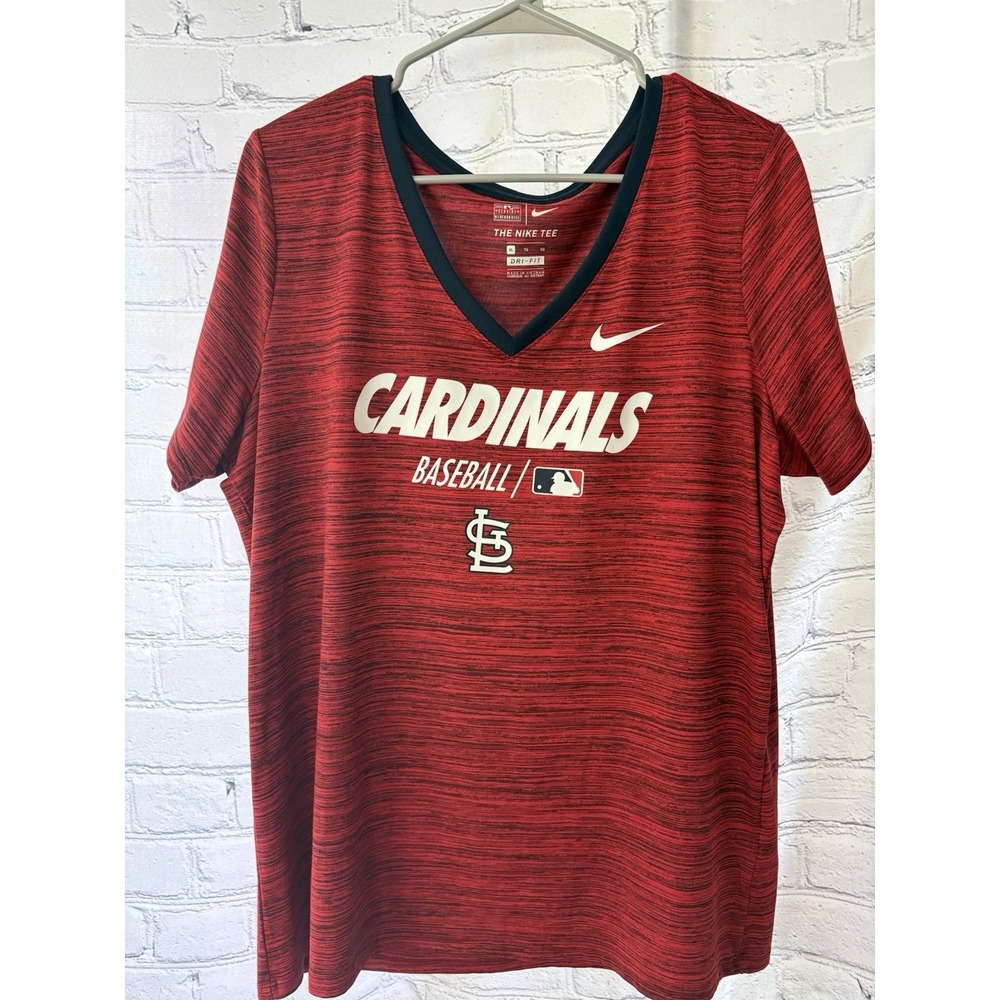 ST LOUIS CARDINALS BASEBALL NIKE V NECK T SHIRT ADULT WOMEN'S XL RED